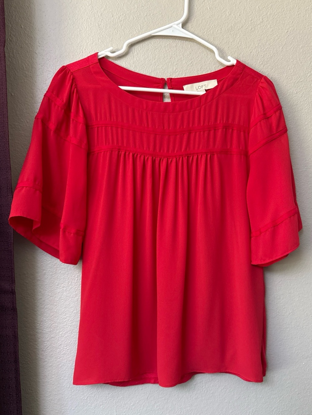 #935 Loft Red Boho Top Size Small